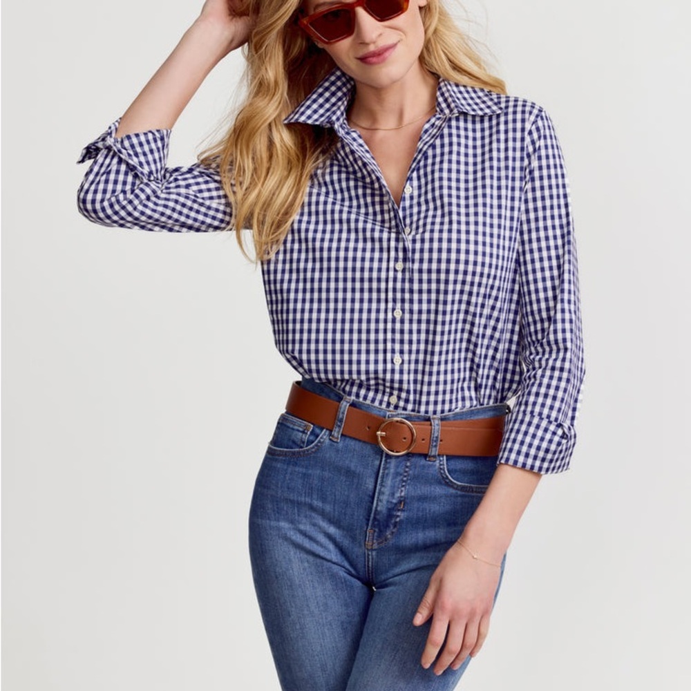 The Shirt Icon Shirt in Blue Large Check - Size Small